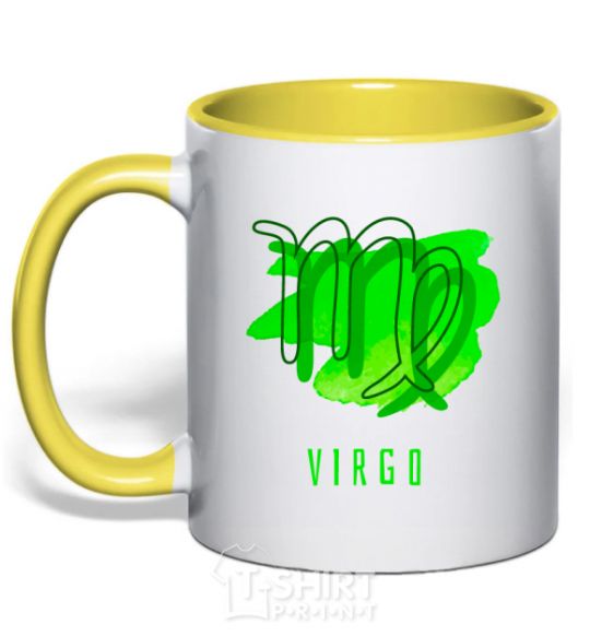 Mug with a colored handle The colors are virgin yellow фото