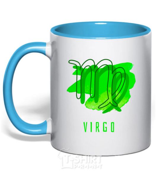 Mug with a colored handle The colors are virgin sky-blue фото