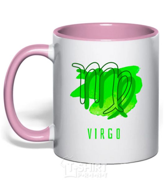 Mug with a colored handle The colors are virgin light-pink фото