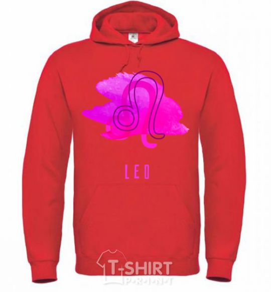 Men`s hoodie Coloring lion bright-red фото