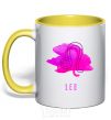 Mug with a colored handle Coloring lion yellow фото