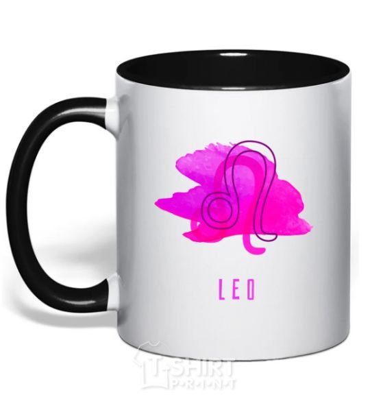 Mug with a colored handle Coloring lion black фото