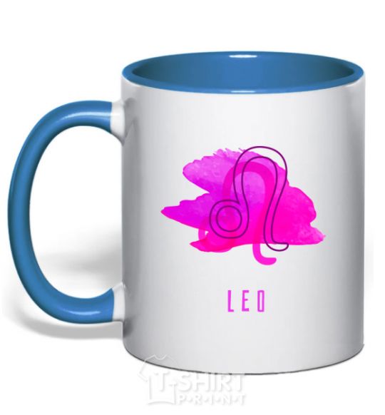 Mug with a colored handle Coloring lion royal-blue фото