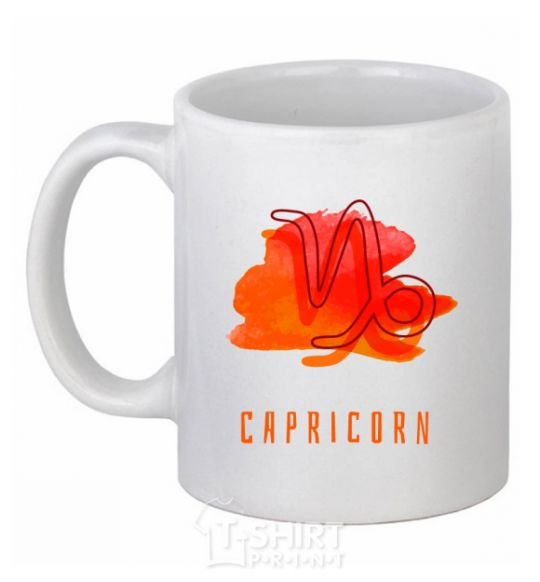 Ceramic mug Capricorn paints White фото
