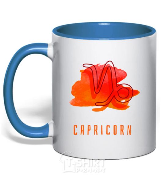 Mug with a colored handle Capricorn paints royal-blue фото