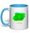 Mug with a colored handle Paint scales sky-blue фото