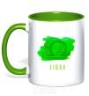 Mug with a colored handle Paint scales kelly-green фото