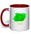 Mug with a colored handle Paint scales red фото