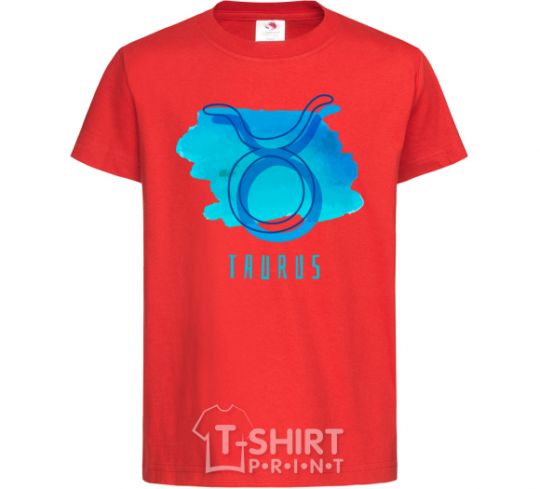 Kids T-shirt Taurus blue paints red фото