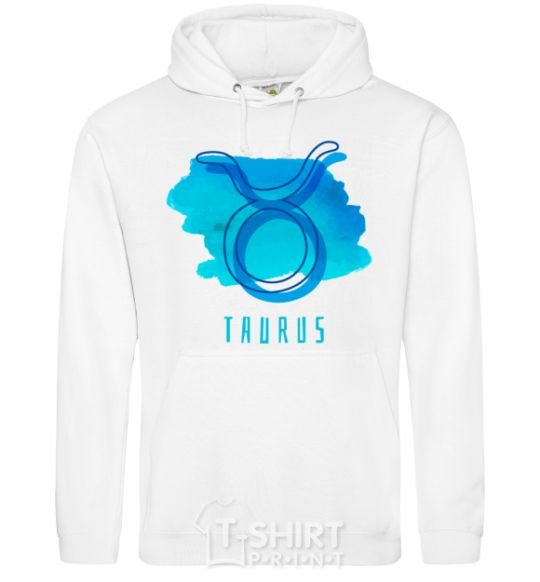 Men`s hoodie Taurus blue paints White фото