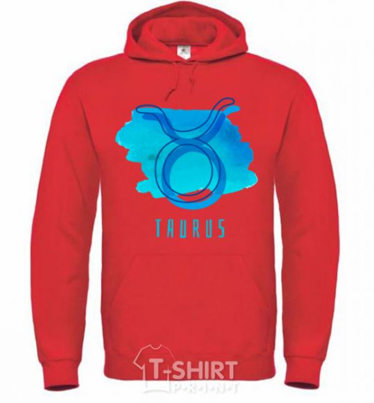 Men`s hoodie Taurus blue paints bright-red фото