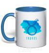 Mug with a colored handle Taurus blue paints royal-blue фото