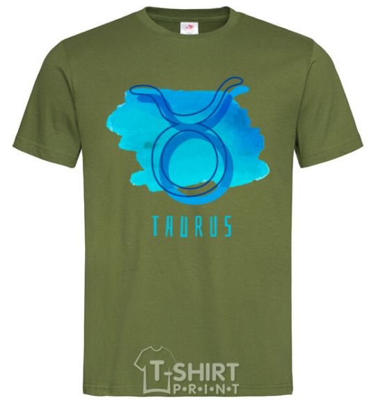 Мужская футболка Краски телец голубые Оливковый фото