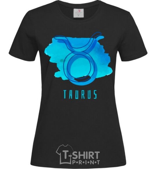 Women's T-shirt Taurus blue paints black фото