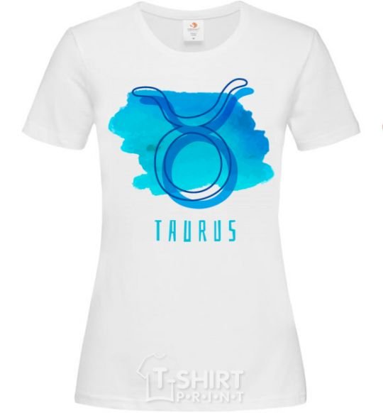 Women's T-shirt Taurus blue paints White фото