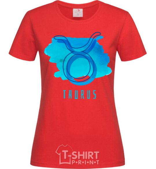 Women's T-shirt Taurus blue paints red фото