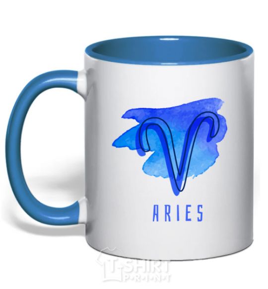 Mug with a colored handle Aries paints royal-blue фото