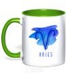 Mug with a colored handle Aries paints kelly-green фото