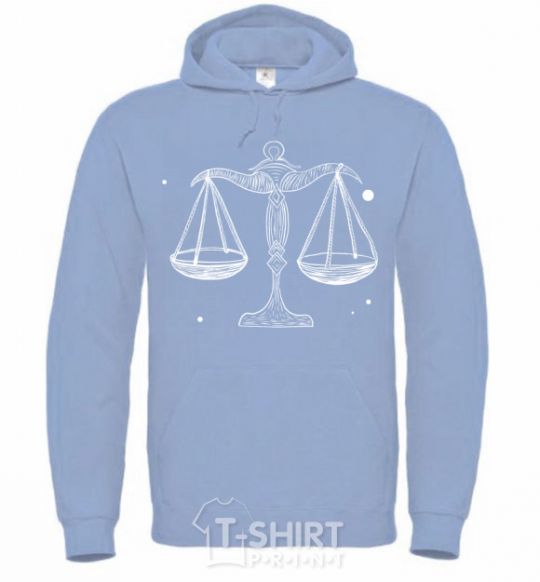 Men`s hoodie White scales sky-blue фото