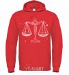 Men`s hoodie White scales bright-red фото