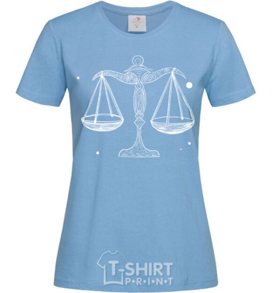 Women's T-shirt White scales sky-blue фото