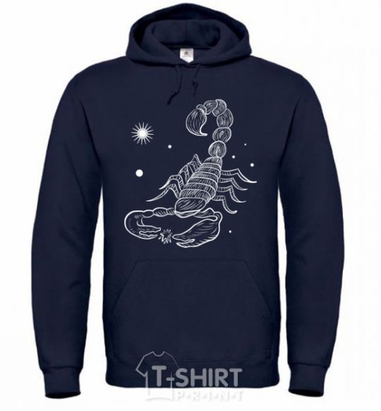 Men`s hoodie Scorpio white navy-blue фото