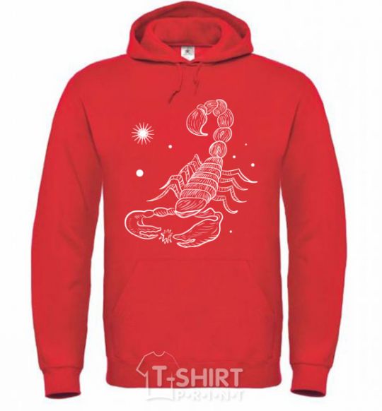 Men`s hoodie Scorpio white bright-red фото