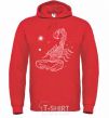 Men`s hoodie Scorpio white bright-red фото