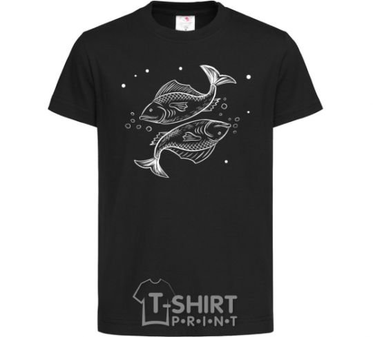 Kids T-shirt Pisces zodiac sign white black фото
