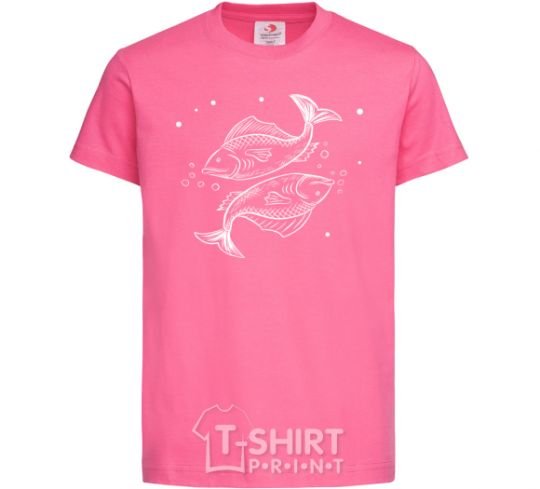 Детская футболка Рыбы белые Ярко-розовый фото