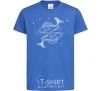 Kids T-shirt Pisces zodiac sign white royal-blue фото