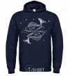 Men`s hoodie Pisces zodiac sign white navy-blue фото