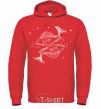 Men`s hoodie Pisces zodiac sign white bright-red фото