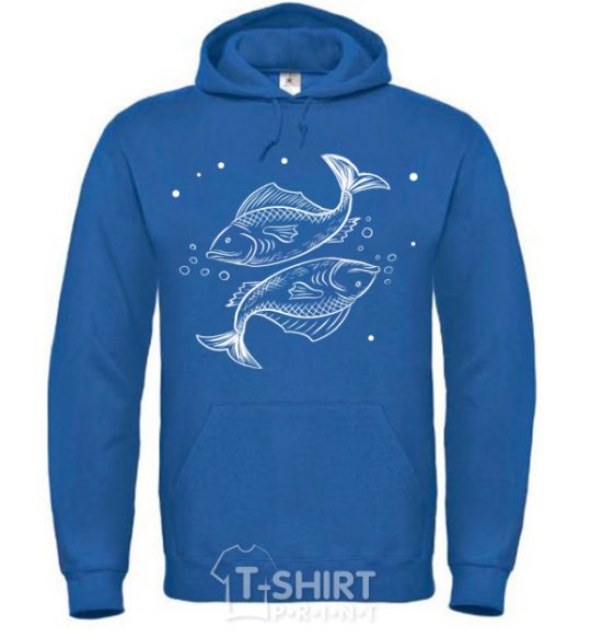 Men`s hoodie Pisces zodiac sign white royal фото