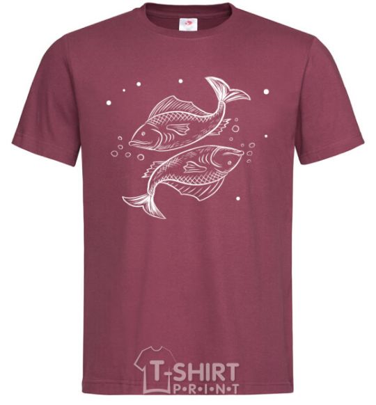 Men's T-Shirt Pisces zodiac sign white burgundy фото