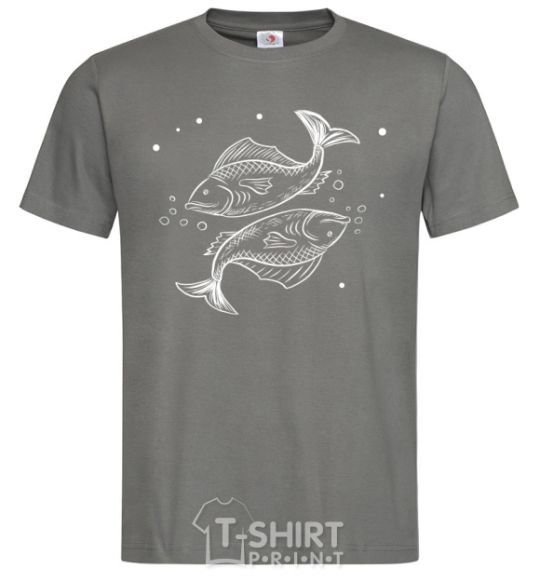 Men's T-Shirt Pisces zodiac sign white dark-grey фото