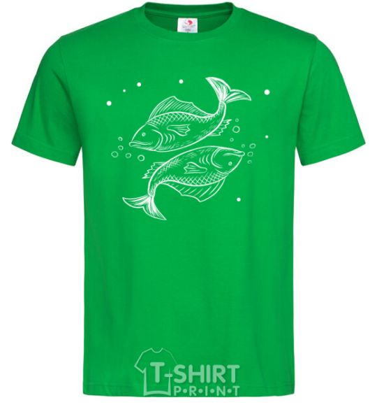 Men's T-Shirt Pisces zodiac sign white kelly-green фото
