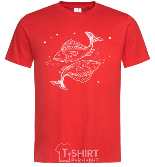 Men's T-Shirt Pisces zodiac sign white red фото