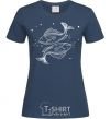 Women's T-shirt Pisces zodiac sign white navy-blue фото