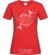 Women's T-shirt Pisces zodiac sign white red фото