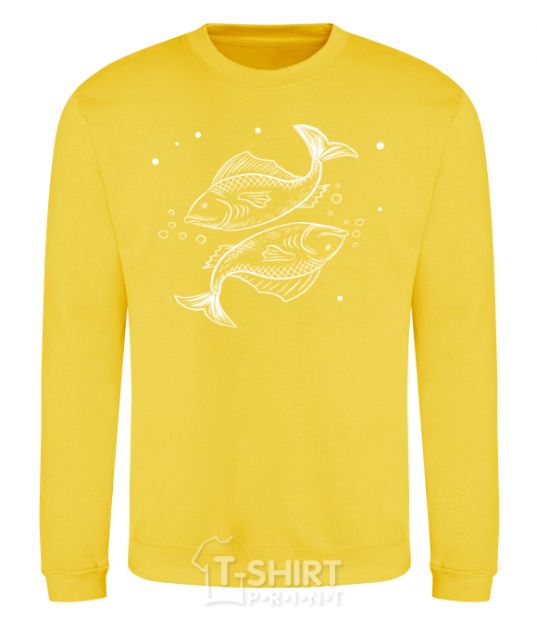 Sweatshirt Pisces zodiac sign white yellow фото