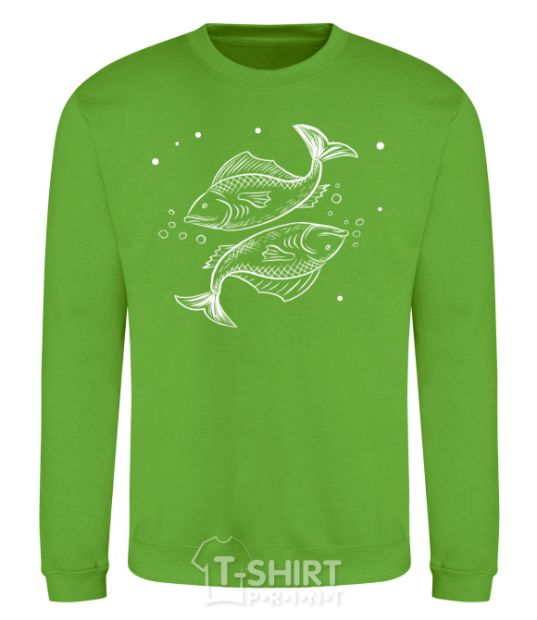 Sweatshirt Pisces zodiac sign white orchid-green фото