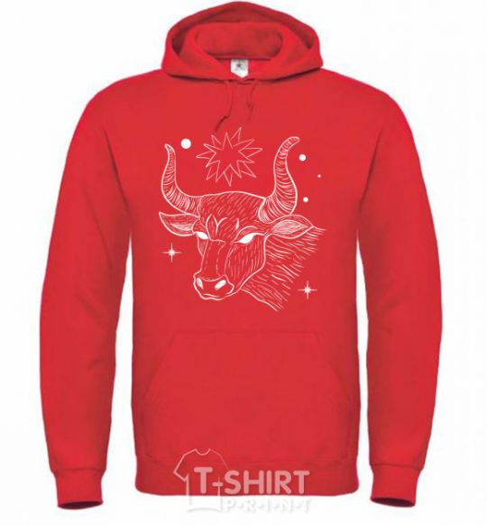 Men`s hoodie Taurus white bright-red фото
