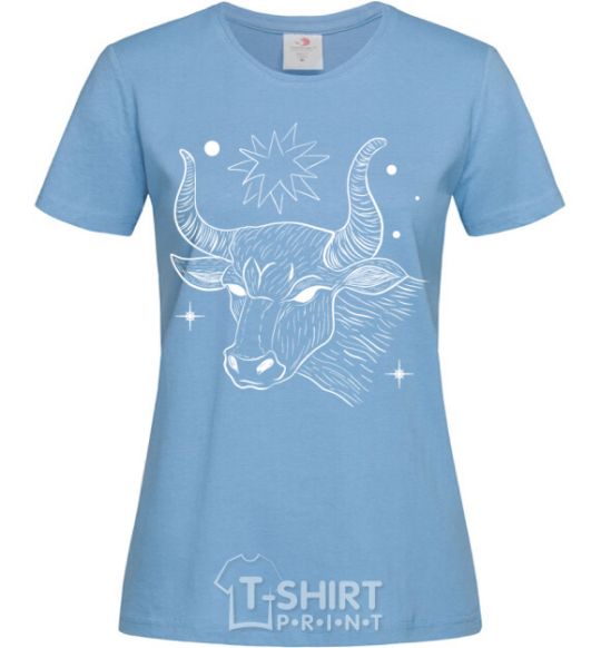 Women's T-shirt Taurus white sky-blue фото