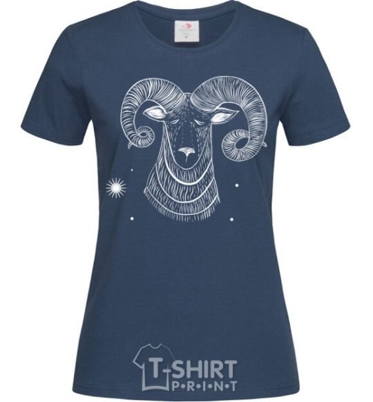 Women's T-shirt Aries white navy-blue фото