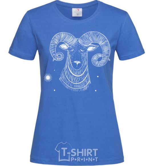 Women's T-shirt Aries white royal-blue фото