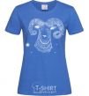 Women's T-shirt Aries white royal-blue фото