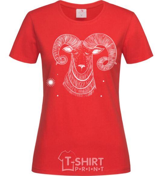 Women's T-shirt Aries white red фото