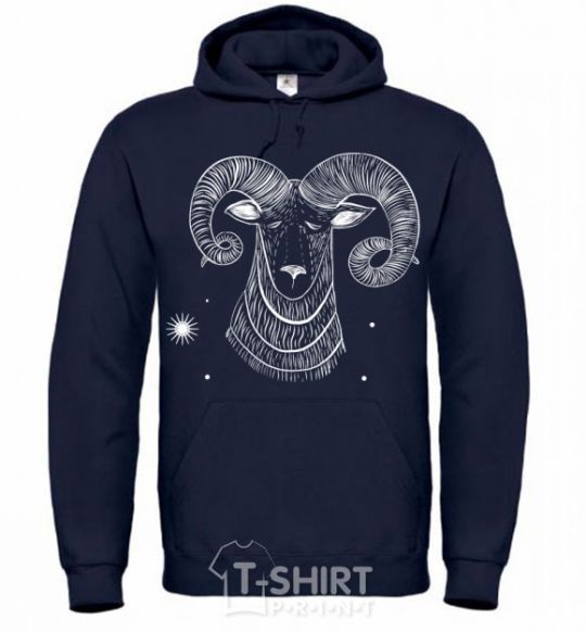 Men`s hoodie Aries white navy-blue фото