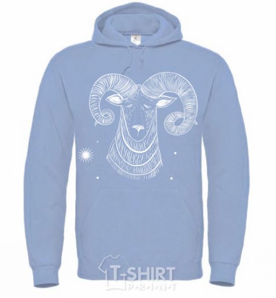 Men`s hoodie Aries white sky-blue фото